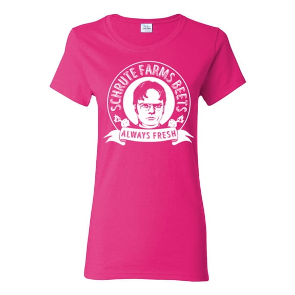 Wild Bobby, Office Schrute Farms Beets Always Fresh, Pop Culture, Women Graphic Tee, Fuschia, X-Large
