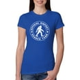 thumbnail image 1 of Official Bigfoot Search Team Funny Sasquatch Pop Culture Womens Slim Fit Junior Tee, Royal, Small, 1 of 3