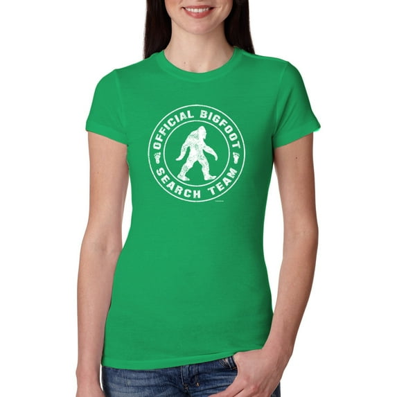 Wild Bobby Official Bigfoot Search Team Funny Sasquatch Pop Culture Women Slim Fit Junior Tee