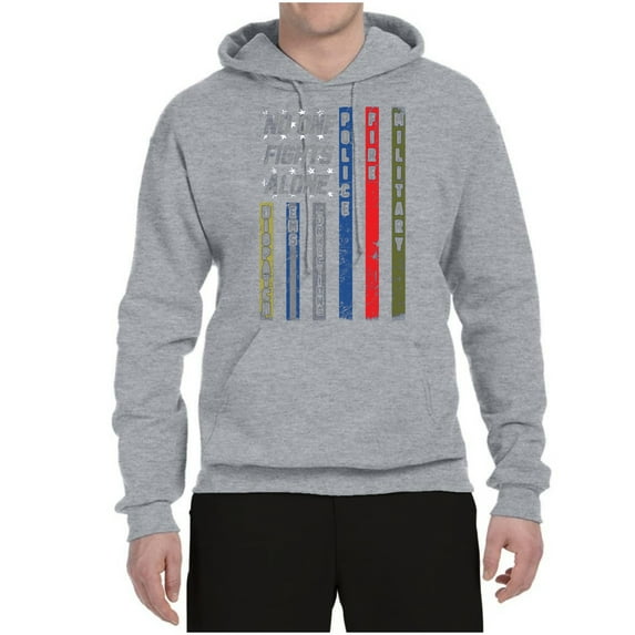Wild Bobby, No One Fights Alone First Responder Dispatcher EMS Corrections Police Fire Military Unity, Pop Culture, Unisex Graphic Hoodie Sweatshirt, Heather Grey, 3X-Large