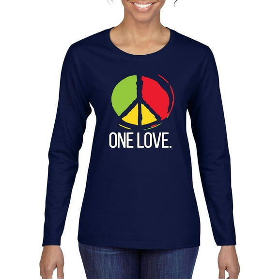 Wild Bobby One Love Peace 60s, Classic 1960s Rock n Roll Music Women Graphic Long Sleeve Tee
