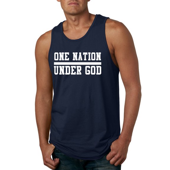 Wild Bobby One Nation Under God Inspirational/Christian Men Graphic Tank Top, Navy, X-Large