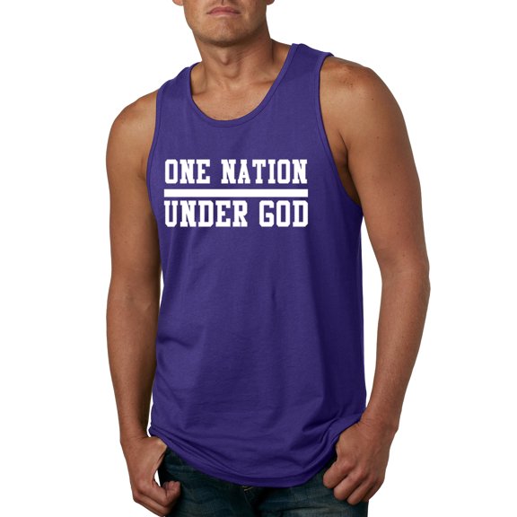 Wild Bobby One Nation Under God Inspirational/Christian Men Graphic Tank Top, Purple, Small