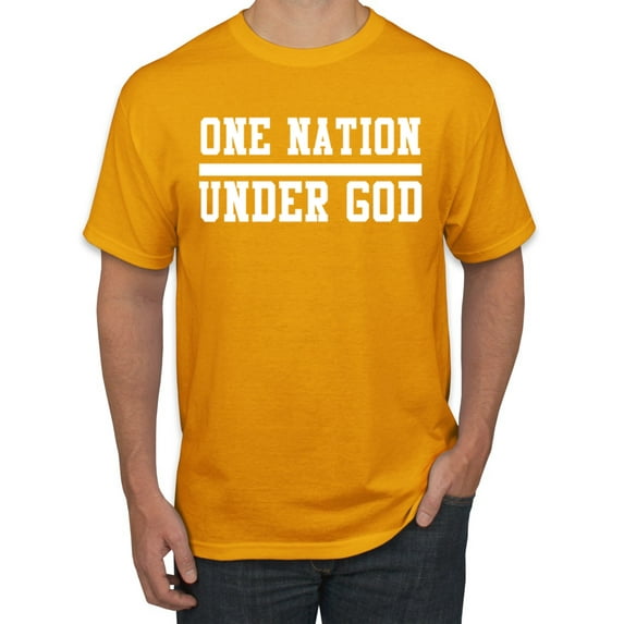Wild Bobby One Nation Under God Inspirational/Christian Men Graphic Tee, Gold, X-Large