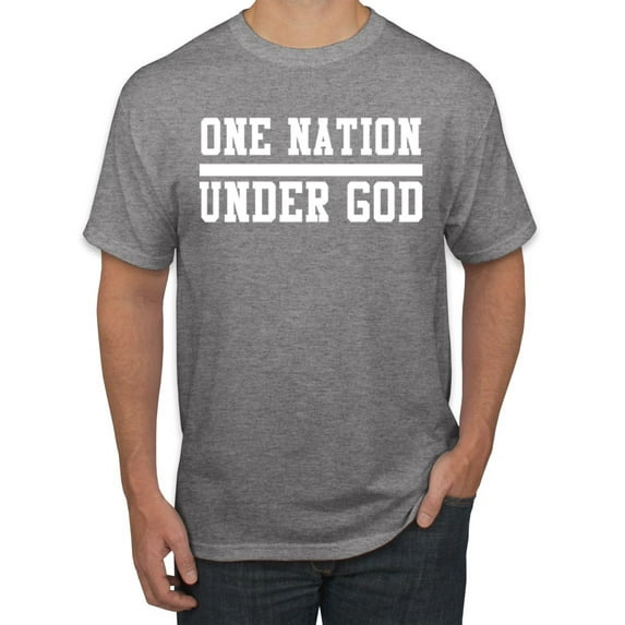 Wild Bobby One Nation Under God Inspirational/Christian Men Graphic Tee, Heather Grey, 3X-Large