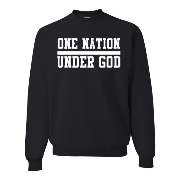 Wild Bobby One Nation Under God Inspirational/Christian Unisex Crewneck Graphic Sweatshirt, Black, Large