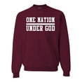 thumbnail image 1 of Wild Bobby One Nation Under God Inspirational/Christian Unisex Crewneck Graphic Sweatshirt, Maroon, Medium, 1 of 5