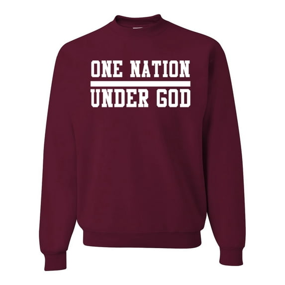 Wild Bobby One Nation Under God Inspirational/Christian Unisex Crewneck Graphic Sweatshirt, Maroon, Medium