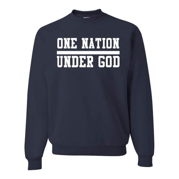 Wild Bobby One Nation Under God Inspirational/Christian Unisex Crewneck Graphic Sweatshirt, Navy, Medium