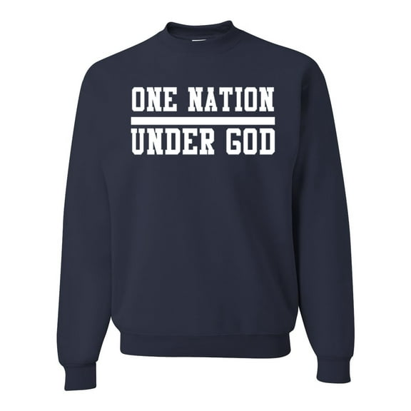 Wild Bobby One Nation Under God Inspirational/Christian Unisex Crewneck Graphic Sweatshirt, Navy, X-Large