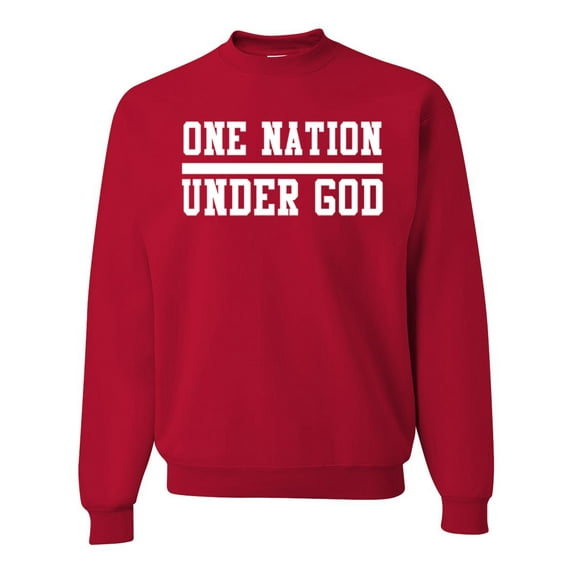 Wild Bobby One Nation Under God Inspirational/Christian Unisex Crewneck Graphic Sweatshirt, Red, Medium
