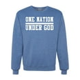 thumbnail image 1 of Wild Bobby One Nation Under God Inspirational/Christian Unisex Crewneck Graphic Sweatshirt, Vintage Heather Blue, X-Large, 1 of 5