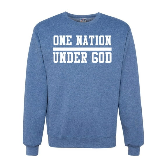 Wild Bobby One Nation Under God Inspirational/Christian Unisex Crewneck Graphic Sweatshirt, Vintage Heather Blue, X-Large
