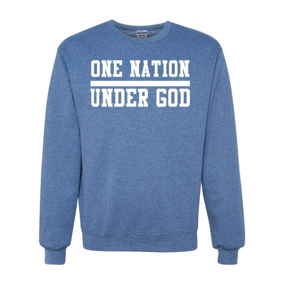 Wild Bobby One Nation Under God Inspirational/Christian Unisex Crewneck Graphic Sweatshirt, Vintage Heather Blue, X-Large