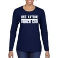 thumbnail image 1 of Wild Bobby One Nation Under God Inspirational/Christian Women Graphic Long Sleeve Tee, Navy, XX-Large, 1 of 5