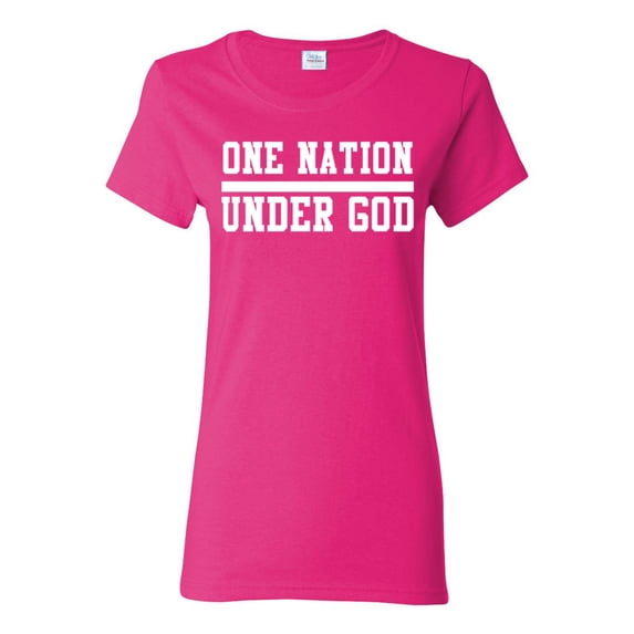 Wild Bobby One Nation Under God Inspirational/Christian Women Graphic Tee, Fuschia, 3X-Large