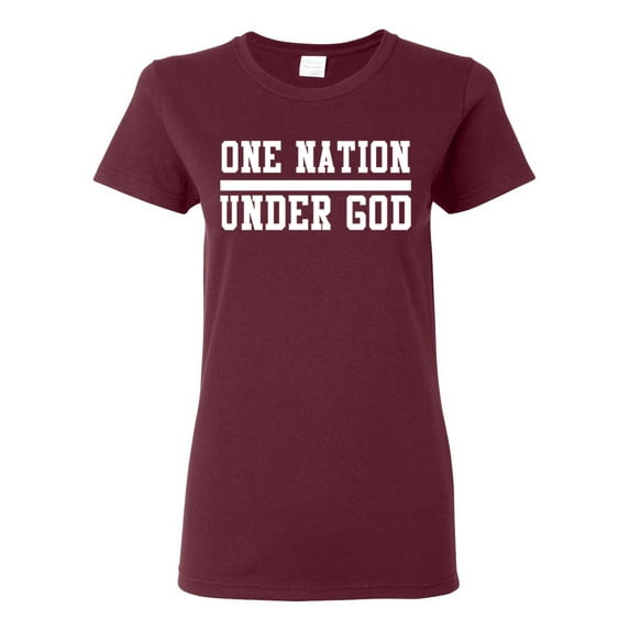 Wild Bobby One Nation Under God Inspirational/Christian Women Graphic Tee, Maroon, Small