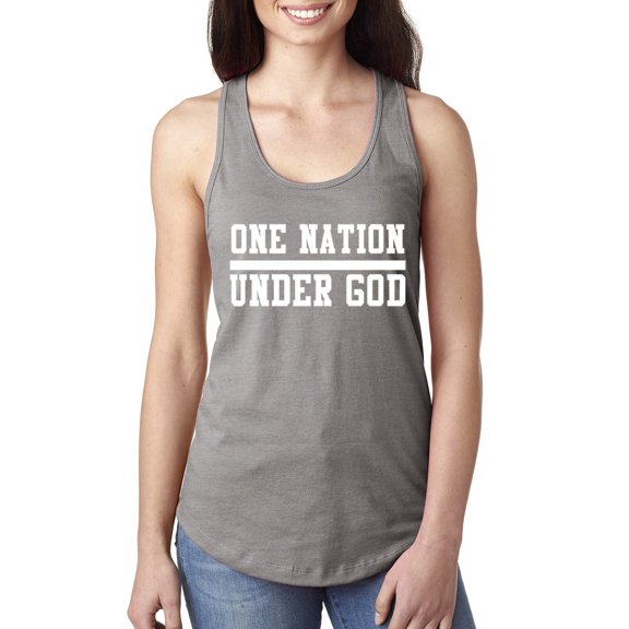 Wild Bobby One Nation Under God Inspirational/Christian Women Racerback Tank Top, Heather Grey, X-Large