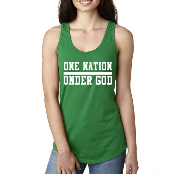 Wild Bobby One Nation Under God Inspirational/Christian Women Racerback Tank Top, Kelly, Large