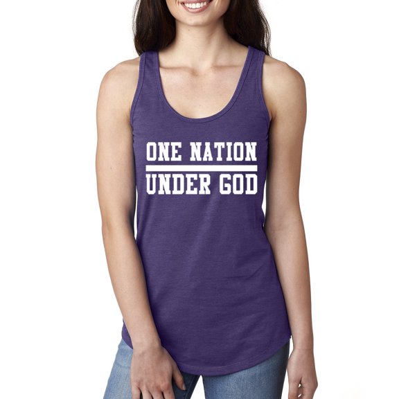 Wild Bobby One Nation Under God Inspirational/Christian Women Racerback Tank Top, Purple Rush, Medium