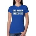 thumbnail image 1 of Wild Bobby One Nation Under God Inspirational/Christian Women Slim Fit Junior Tee, Royal, Medium, 1 of 5