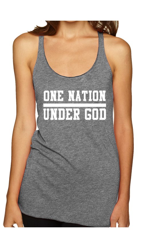 One Nation Under God Inspirational/Christian Women Tri-Blend Racerback Tank Top, Premium Heather, Medium