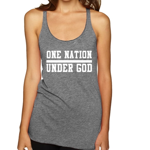 Wild Bobby One Nation Under God Inspirational/Christian Women Tri-Blend Racerback Tank Top, Premium Heather, Small