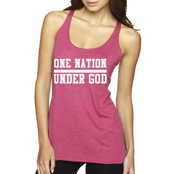 Wild Bobby One Nation Under God Inspirational/Christian Women Tri-Blend Racerback Tank Top, Vintage Pink, X-Large
