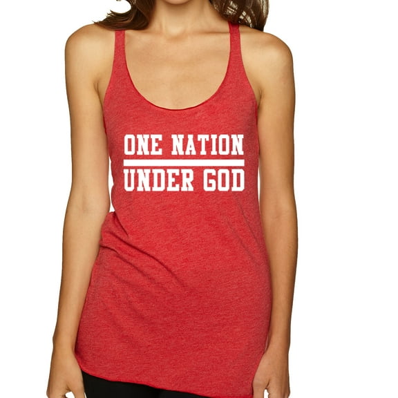 Wild Bobby One Nation Under God Inspirational/Christian Women Tri-Blend Racerback Tank Top, Vintage Red, Medium