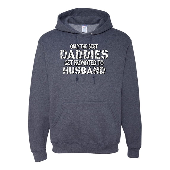 Wild Bobby, Only the Best Daddies Gets Promoted to Husband, Father's Day, Unisex Graphic Hoodie Sweatshirt, Vintage Heather Navy, X-Large