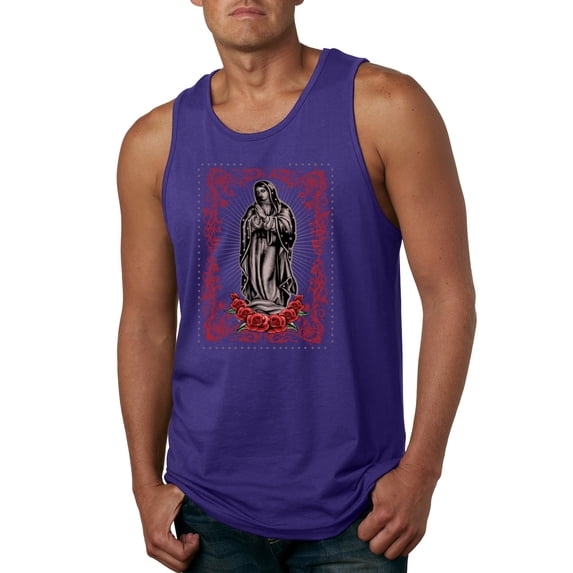 Wild Bobby, Our Lady of Guadalupe Blessed Virgin Mary Religious, Inspirational/Christian, Men Graphic Tank Top, Purple, Medium
