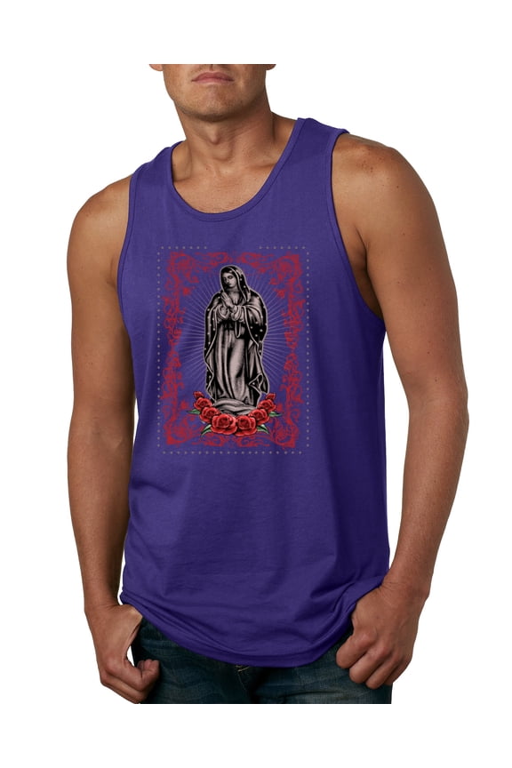, Our Lady of Guadalupe Blessed Virgin Mary Religious, Inspirational/Christian, Men Graphic Tank Top, Purple, Medium