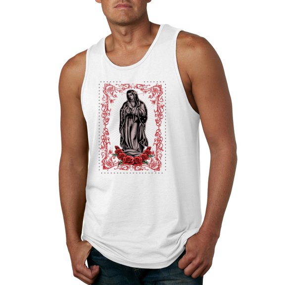 Wild Bobby, Our Lady of Guadalupe Blessed Virgin Mary Religious, Inspirational/Christian, Men Graphic Tank Top, White, 3XL
