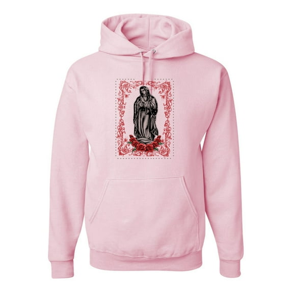 Wild Bobby, Our Lady of Guadalupe Blessed Virgin Mary Religious Inspirational/Christian Unisex Graphic Hoodie Sweatshirt, Light Pink, X-Large