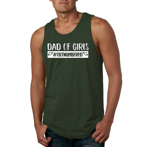 Wild Bobby, Outnumbered Dad with Girls Gift, Father's Day, Men Graphic Tank Top, Forest Green, Large