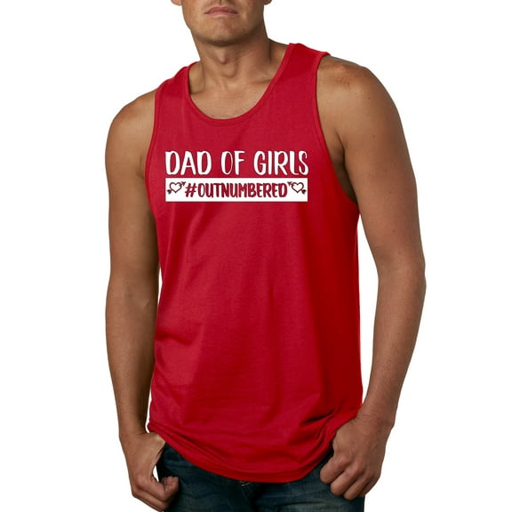 Wild Bobby, Outnumbered Dad with Girls Gift, Father's Day, Men Graphic Tank Top, Red, Medium