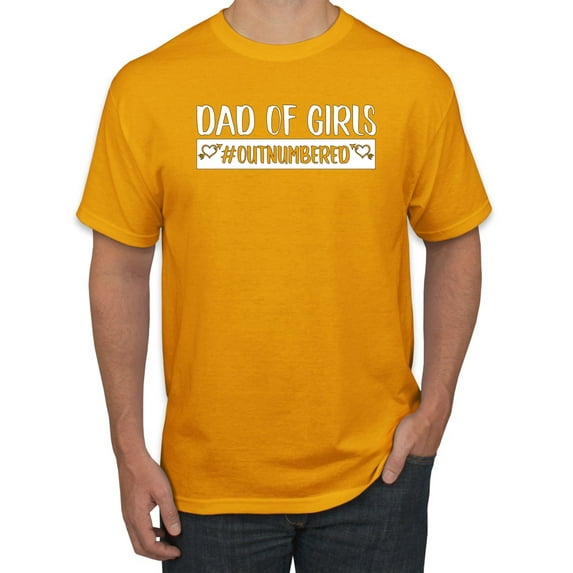 Wild Bobby, Outnumbered Dad with Girls Gift, Father's Day, Men Graphic Tee, Gold, Medium