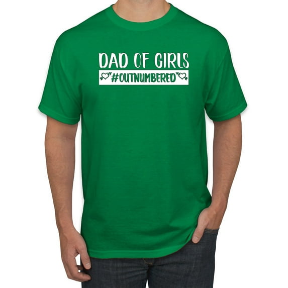 Wild Bobby, Outnumbered Dad with Girls Gift, Father's Day, Men Graphic Tee, Kelly, Large