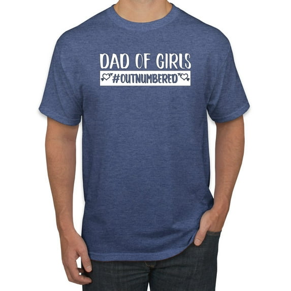Wild Bobby, Outnumbered Dad with Girls Gift, Father's Day, Men Graphic Tee, Vintage Heather Blue, 5X-Large