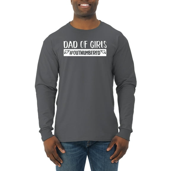Wild Bobby, Outnumbered Dad with Girls Gift, Father's Day, Men Long Sleeve Shirt, Charcoal, 3X-Large