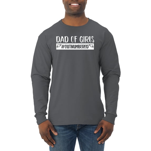 Wild Bobby, Outnumbered Dad with Girls Gift, Father's Day, Men Long Sleeve Shirt, Charcoal, XX-Large