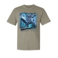 thumbnail image 1 of Wild Bobby, Owl Flying at Night In Front of the Moon, Animal Lover, Garment-Dyed Washed Look Short Sleeve T-Shirt, Sand, 2XL, 1 of 3