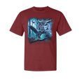 thumbnail image 1 of Wild Bobby, Owl Flying at Night In Front of the Moon, Animal Lover, Garment-Dyed Washed Look Short Sleeve T-Shirt, Tomato, X-Large, 1 of 3