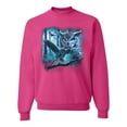 thumbnail image 1 of Wild Bobby, Owl Flying at Nihght In Front of the Moon Animal Lover Unisex Crewneck Graphic Sweatshirt, Fuschia, Large, 1 of 3