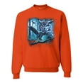 thumbnail image 1 of Wild Bobby, Owl Flying at Nihght In Front of the Moon Animal Lover Unisex Crewneck Graphic Sweatshirt, Orange, 2XL, 1 of 3