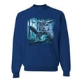 thumbnail image 1 of Wild Bobby, Owl Flying at Nihght In Front of the Moon Animal Lover Unisex Crewneck Graphic Sweatshirt, Royal, X-Large, 1 of 3