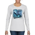 thumbnail image 1 of Wild Bobby, Owl Flying at Nihght In Front of the Moon Animal Lover Womens Graphic Long Sleeve T-Shirt, White, 2XL, 1 of 3