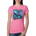 thumbnail image 1 of Owl Flying at Nihght In Front of the Moon Animal Lover Womens Slim Fit Junior Tee, Hot Pink, X-Large, 1 of 3