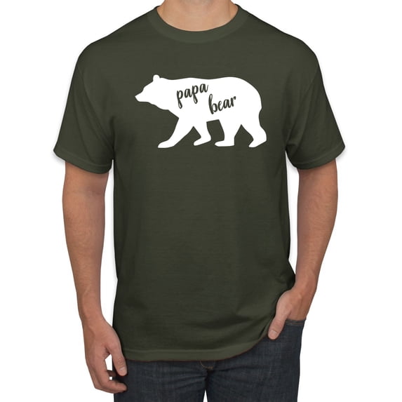 Wild Bobby, Papa Bear, Father's Day, Men Graphic Tee, Military Green, XX-Large