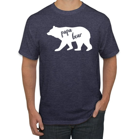 Wild Bobby, Papa Bear, Father's Day, Men Graphic Tee, Vintage Heather Navy, Large